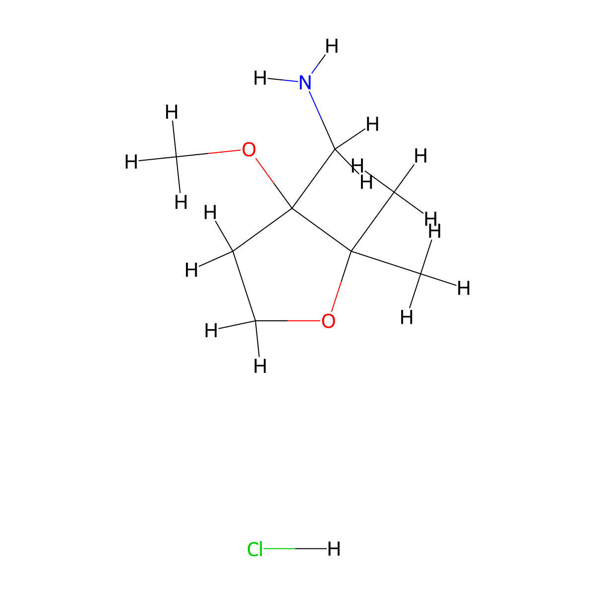 1-(3-Methoxy-2,2-dimethyloxolan-3-yl)methanamine hydrochloride molecular structure, CAS 2758004-37-2