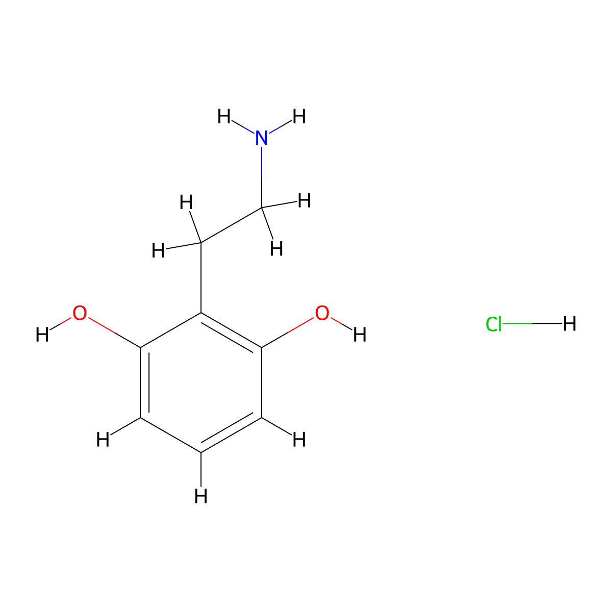 2-(2-Aminoethyl)benzene-1,3-diol hydrochloride molecular structure, CAS 2758004-43-0