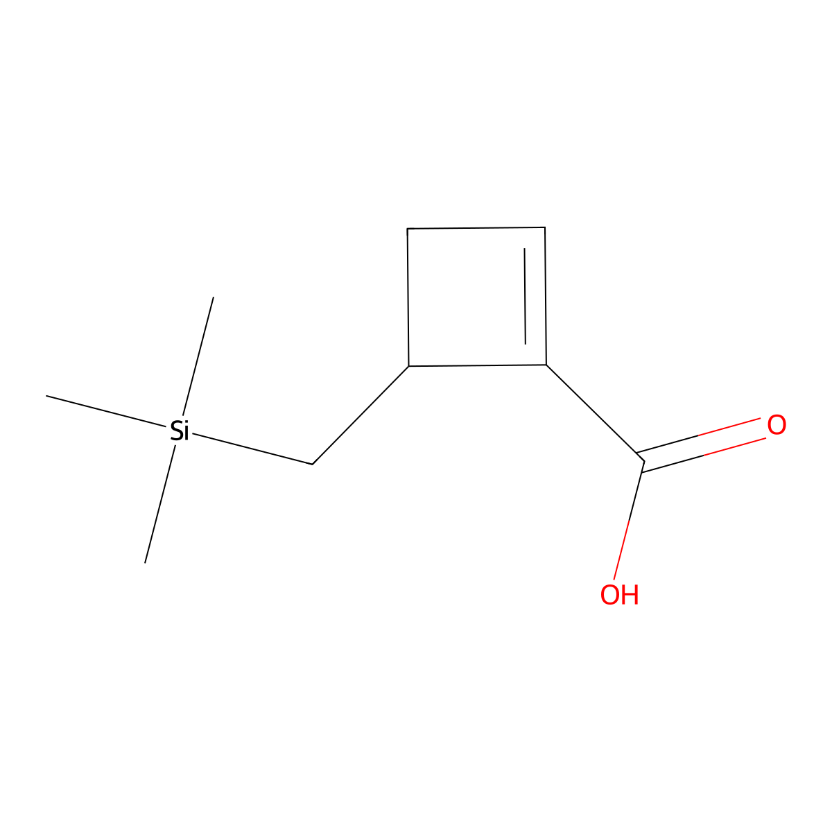 4-[(Trimethylsilyl)methyl]cyclobut-1-ene-1-carboxylic acid molecular structure, CAS 2758004-50-9