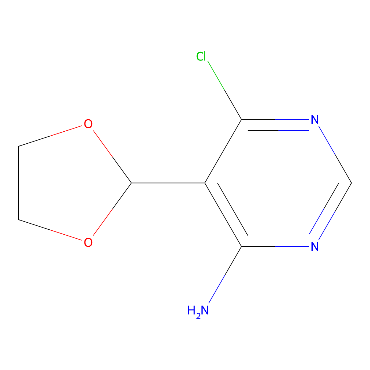 6-Chloro-5-(1,3-dioxolan-2-yl)pyrimidin-4-amine molecular structure, CAS 2758004-55-4
