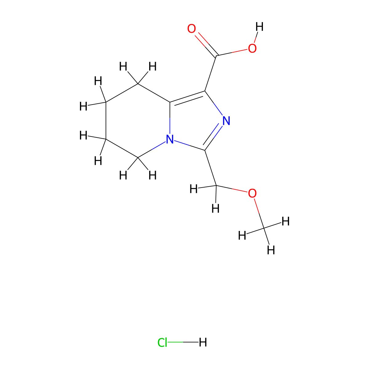 3-(methoxymethyl)-5H,6H,7H,8H-imidazo[1,5-a]pyridine-1-carboxylicacidhydrochloride molecular structure, CAS 2758004-57-6