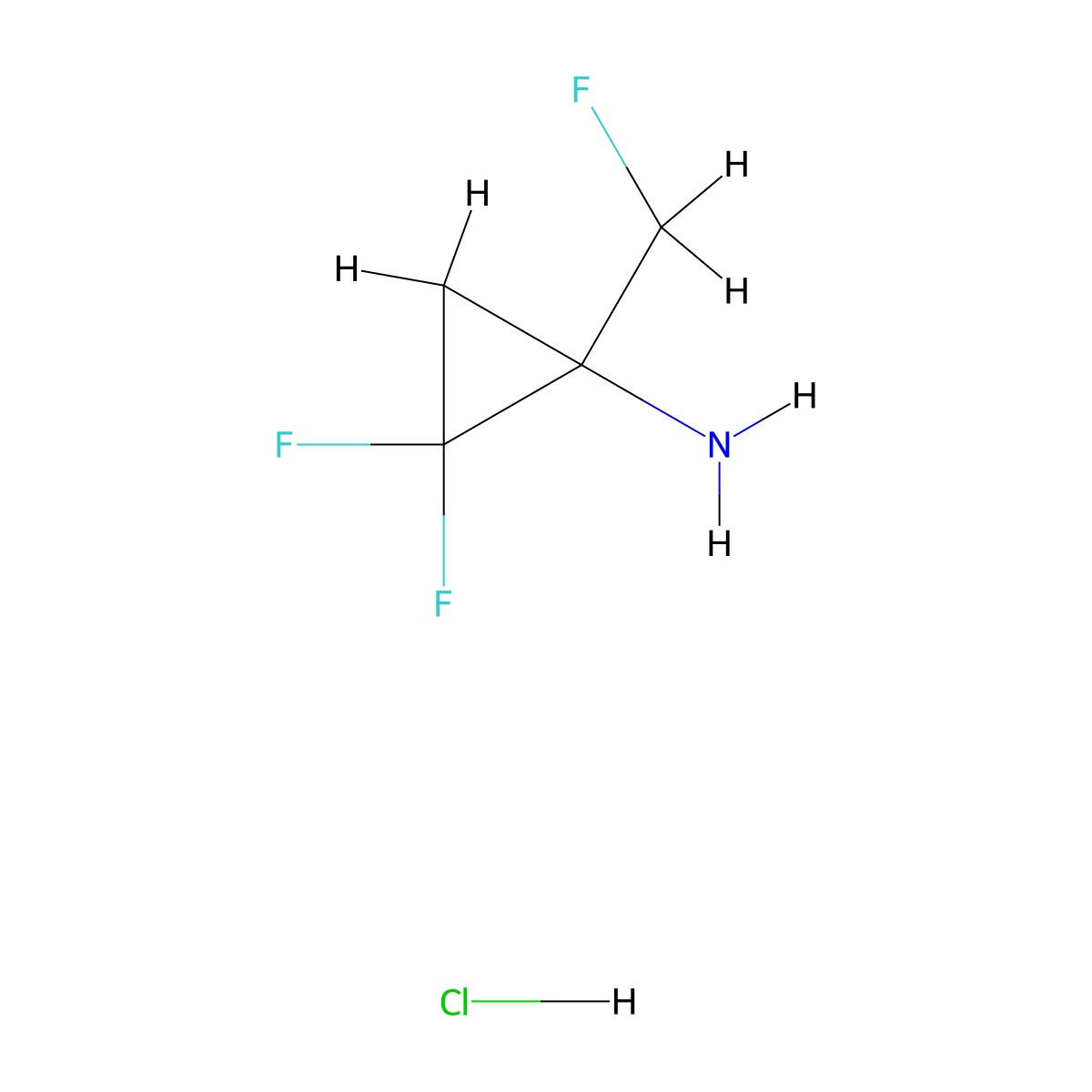 2,2-Difluoro-1-(fluoromethyl)cyclopropan-1-amine hydrochloride molecular structure, CAS 2758004-59-8