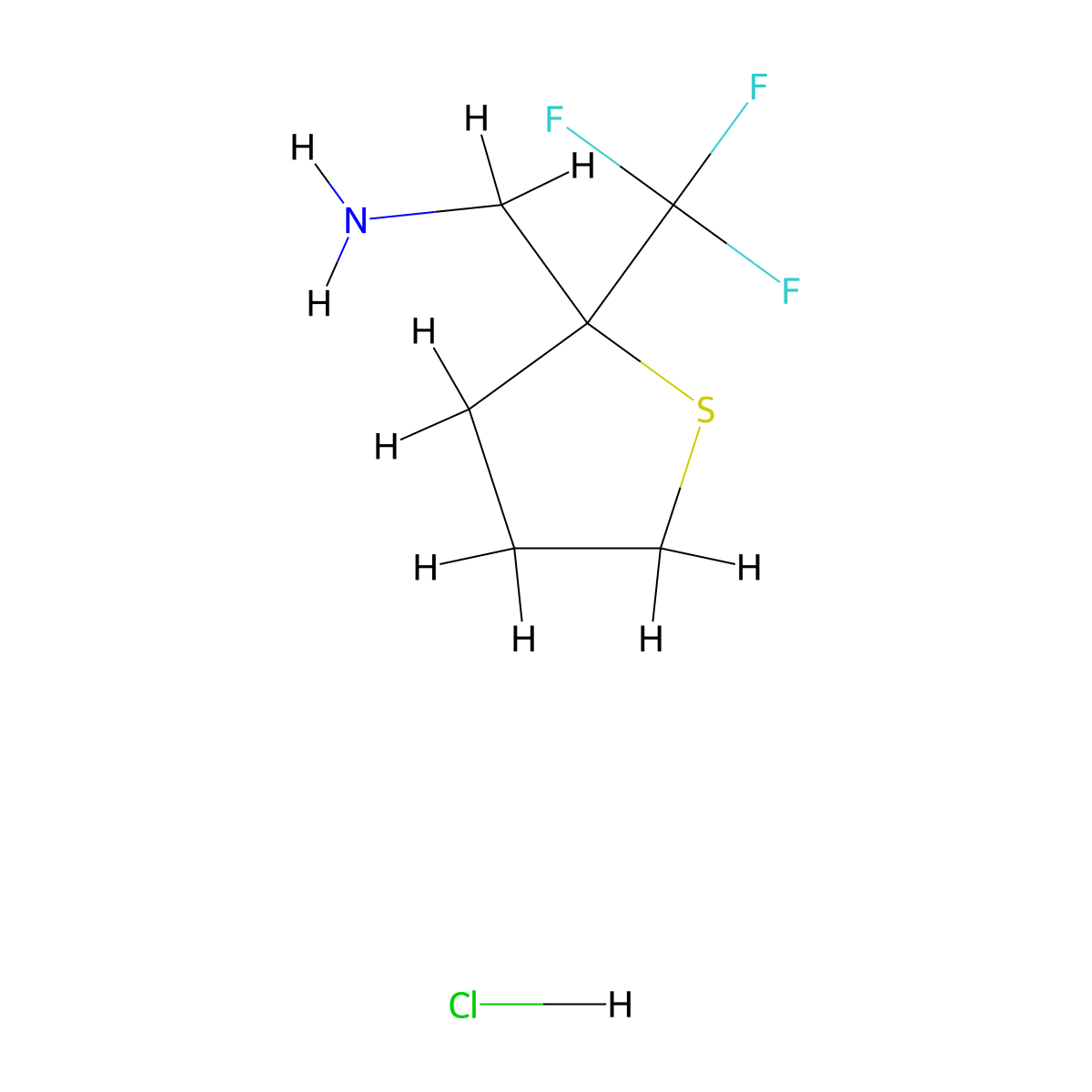 1-[2-(Trifluoromethyl)thiolan-2-yl]methanamine hydrochloride molecular structure, CAS 2758004-61-2