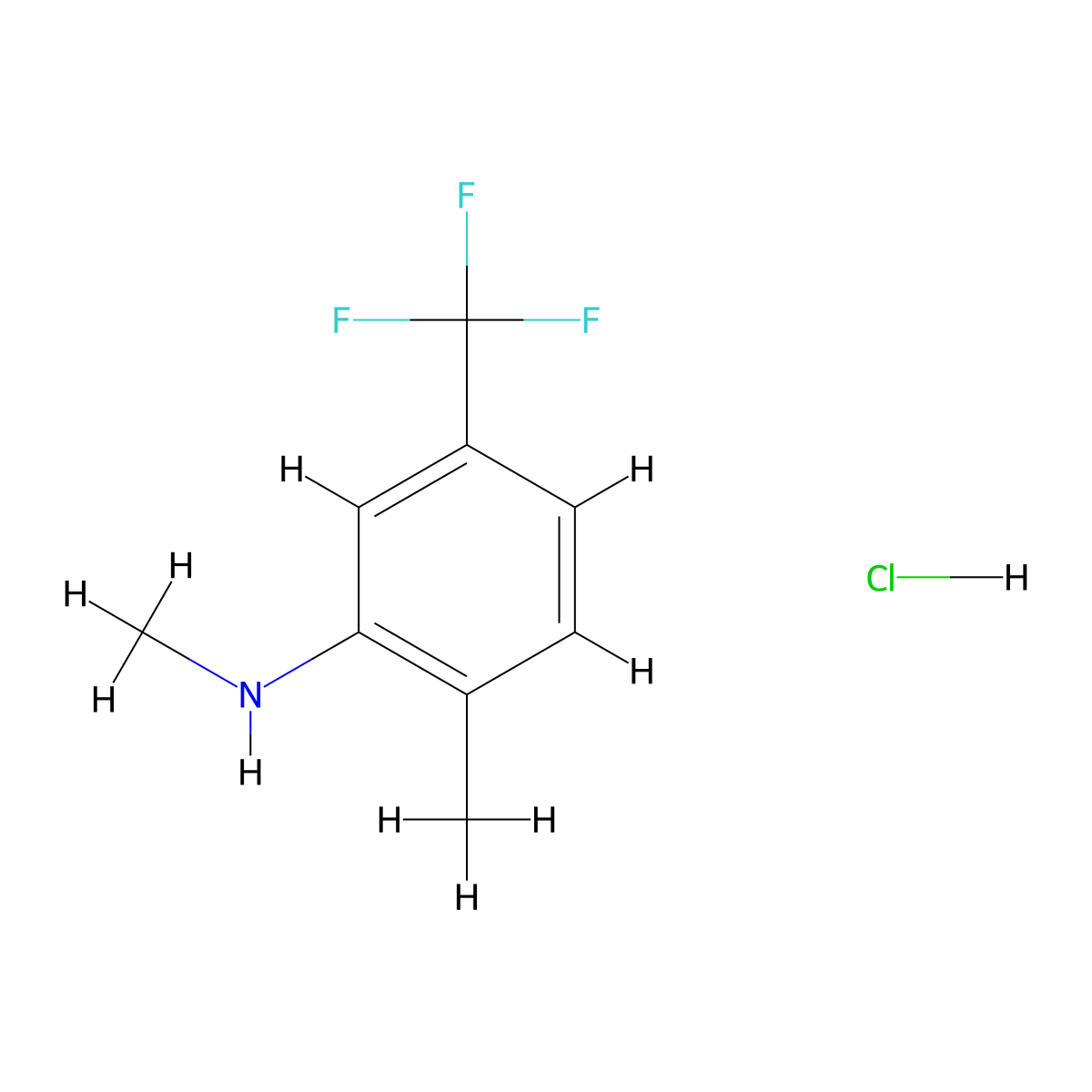 N,2-dimethyl-5-(trifluoromethyl)aniline hydrochloride molecular structure, CAS 2758004-63-4