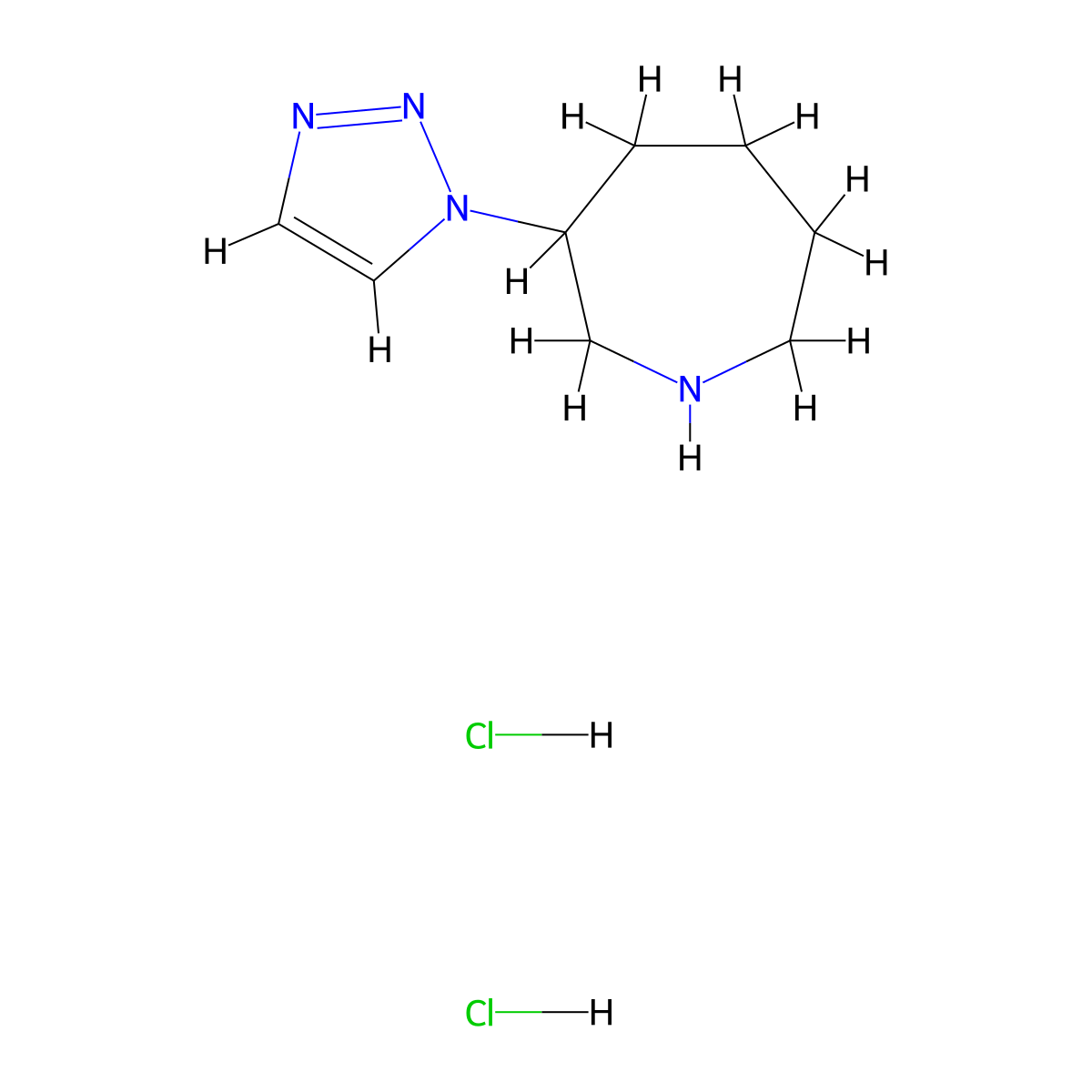 3-(1H-1,2,3-triazol-1-yl)azepane dihydrochloride molecular structure, CAS 2758004-64-5