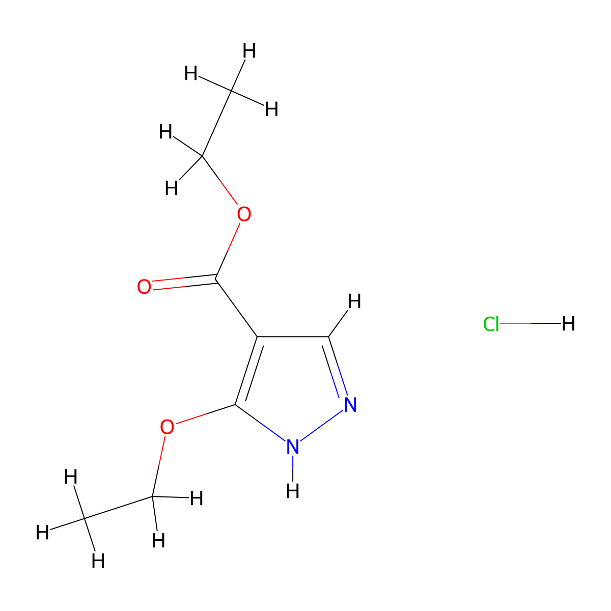 ethyl 3-ethoxy-1H-pyrazole-4-carboxylate hydrochloride molecular structure, CAS 2758004-71-4
