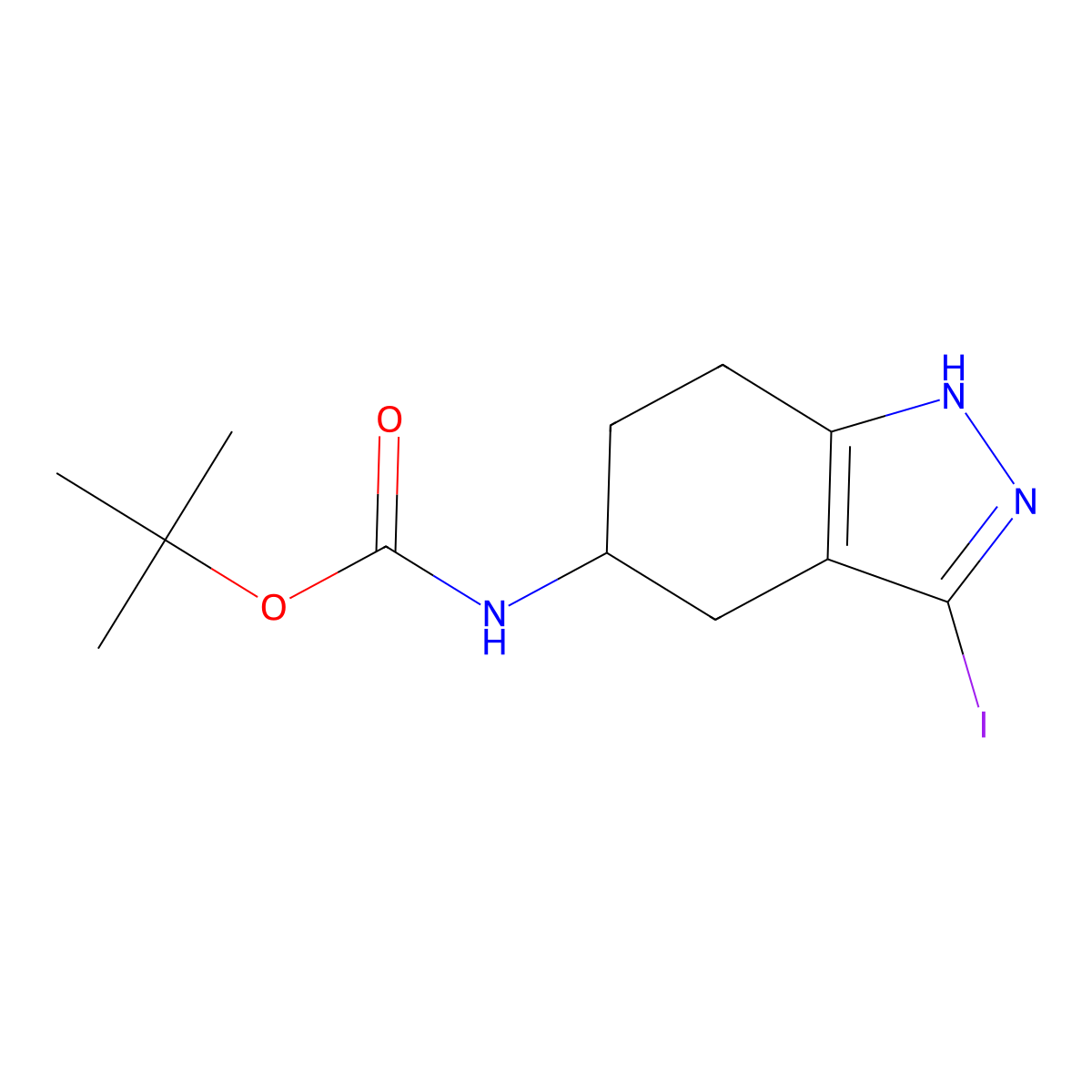 tert-butyl N-(3-iodo-4,5,6,7-tetrahydro-1H-indazol-5-yl)carbamate molecular structure, CAS 2758004-76-9
