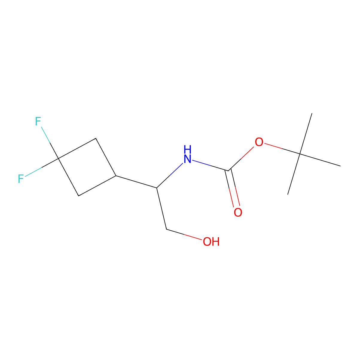 tert-butyl N-[1-(3,3-difluorocyclobutyl)-2-hydroxyethyl]carbamate molecular structure, CAS 2758004-77-0