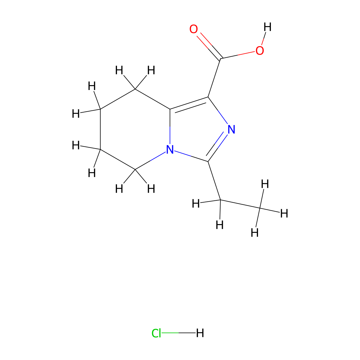 3-ethyl-5H,6H,7H,8H-imidazo[1,5-a]pyridine-1-carboxylicacidhydrochloride molecular structure, CAS 2758004-78-1