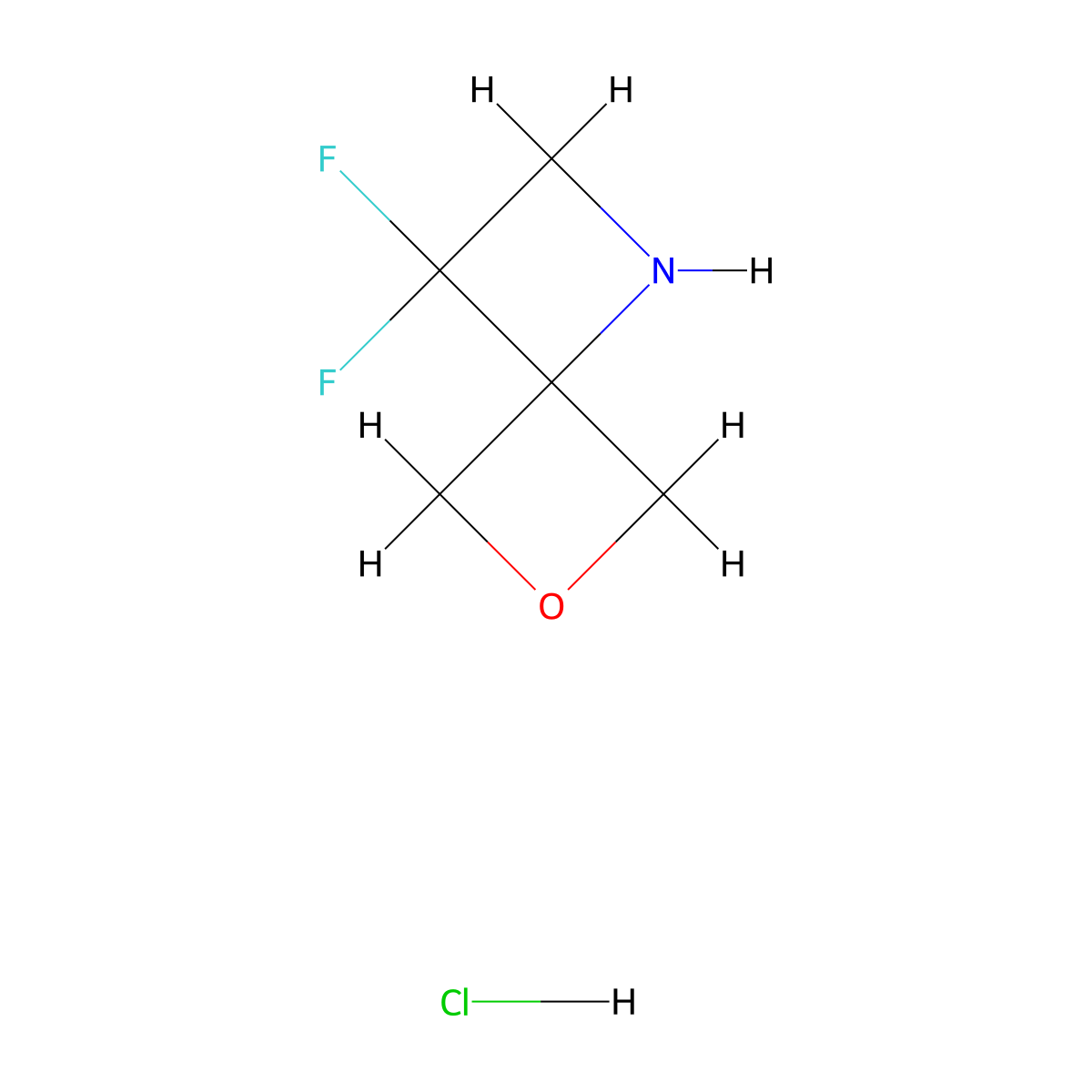 3,3-Difluoro-6-oxa-1-azaspiro(3.3)heptane hydrochloride molecular structure, CAS 2758004-80-5