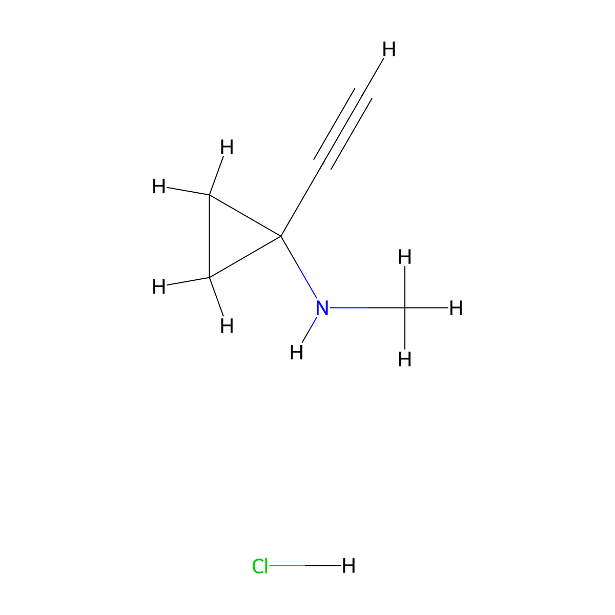 1-ethynyl-N-methylcyclopropan-1-aminehydrochloride molecular structure, CAS 2758004-81-6