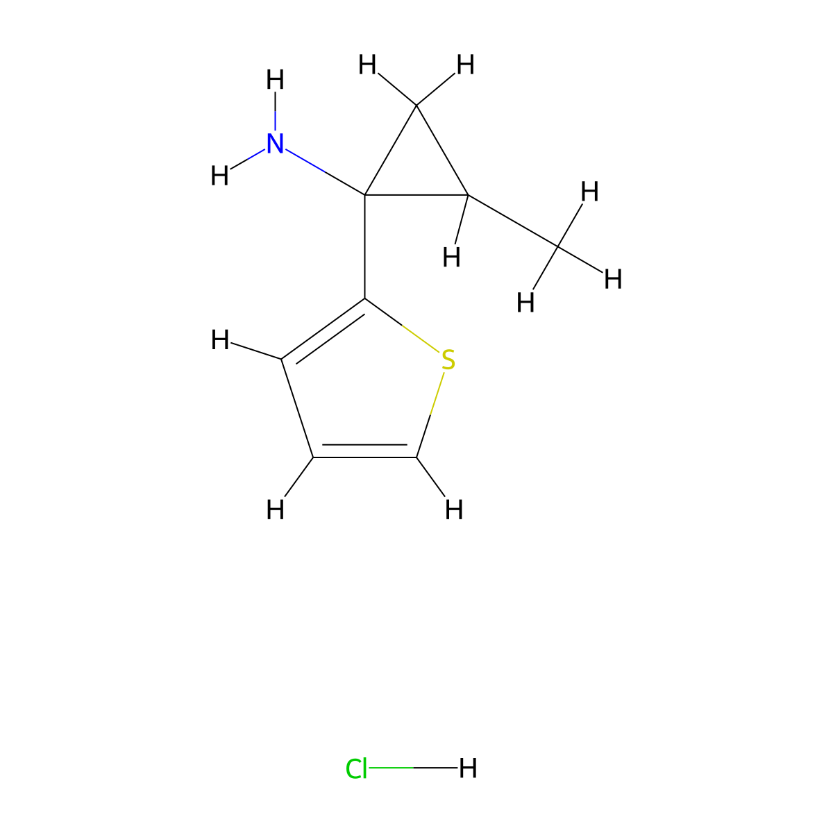 2-methyl-1-(thiophen-2-yl)cyclopropan-1-amine hydrochloride, Mixture of diastereomers molecular structure, CAS 2758004-88-3