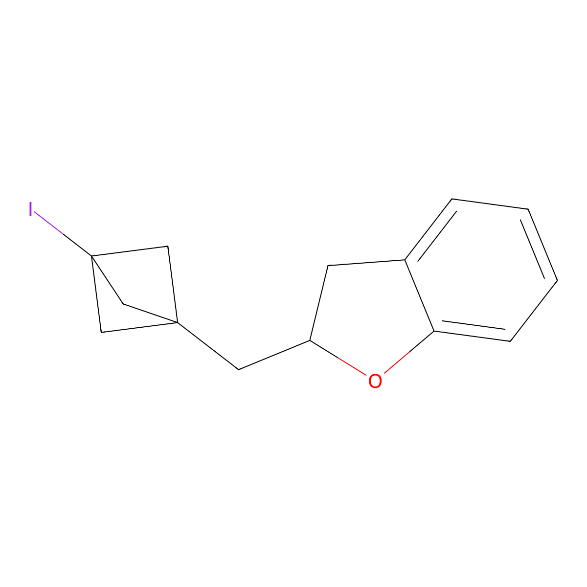 2-({3-Iodobicyclo[1.1.1]pentan-1-yl}methyl)-2,3-dihydro-1-benzofuran molecular structure, CAS 2758004-89-4