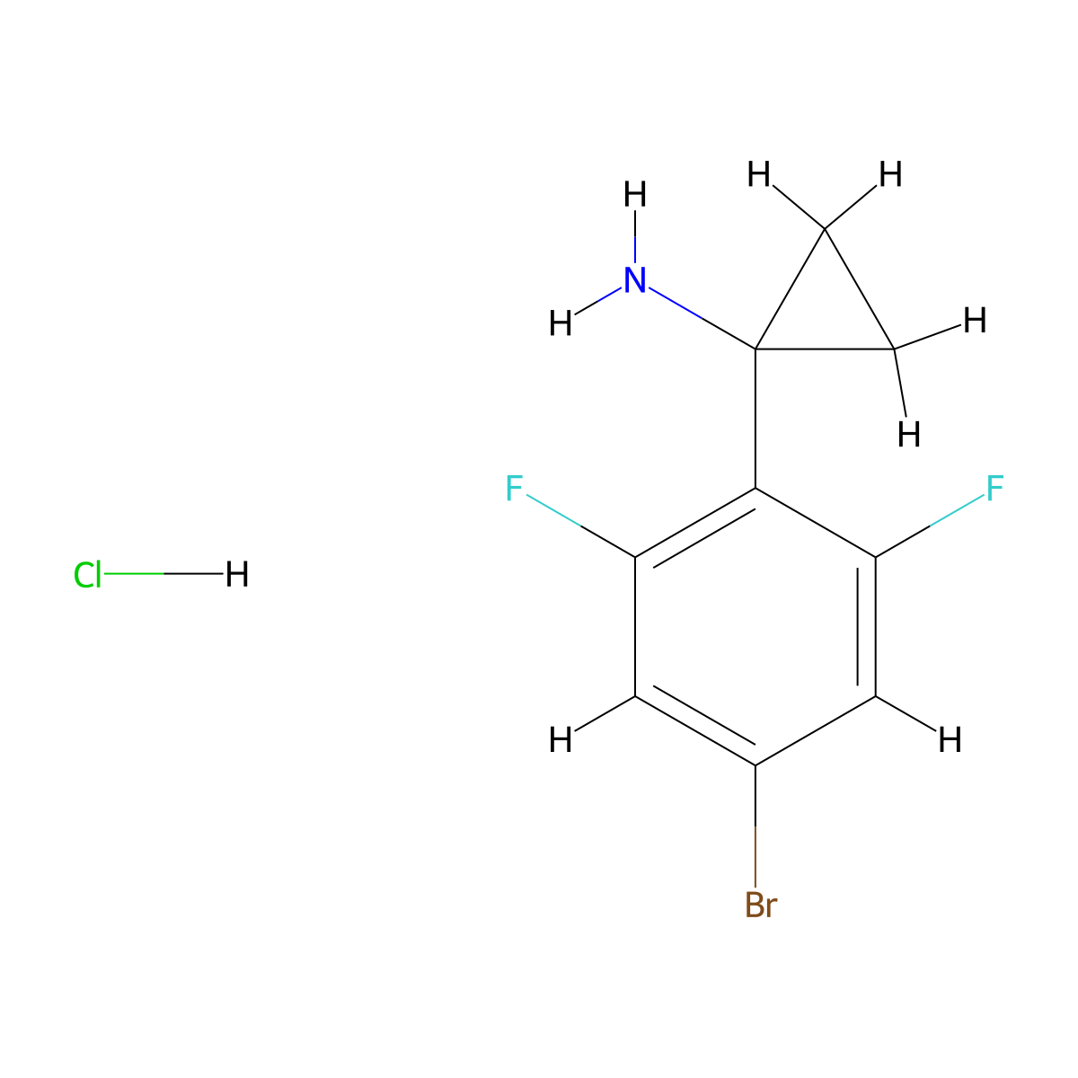 1-(4-Bromo-2,6-difluorophenyl)cyclopropan-1-aminehydrochloride molecular structure, CAS 2758004-99-6