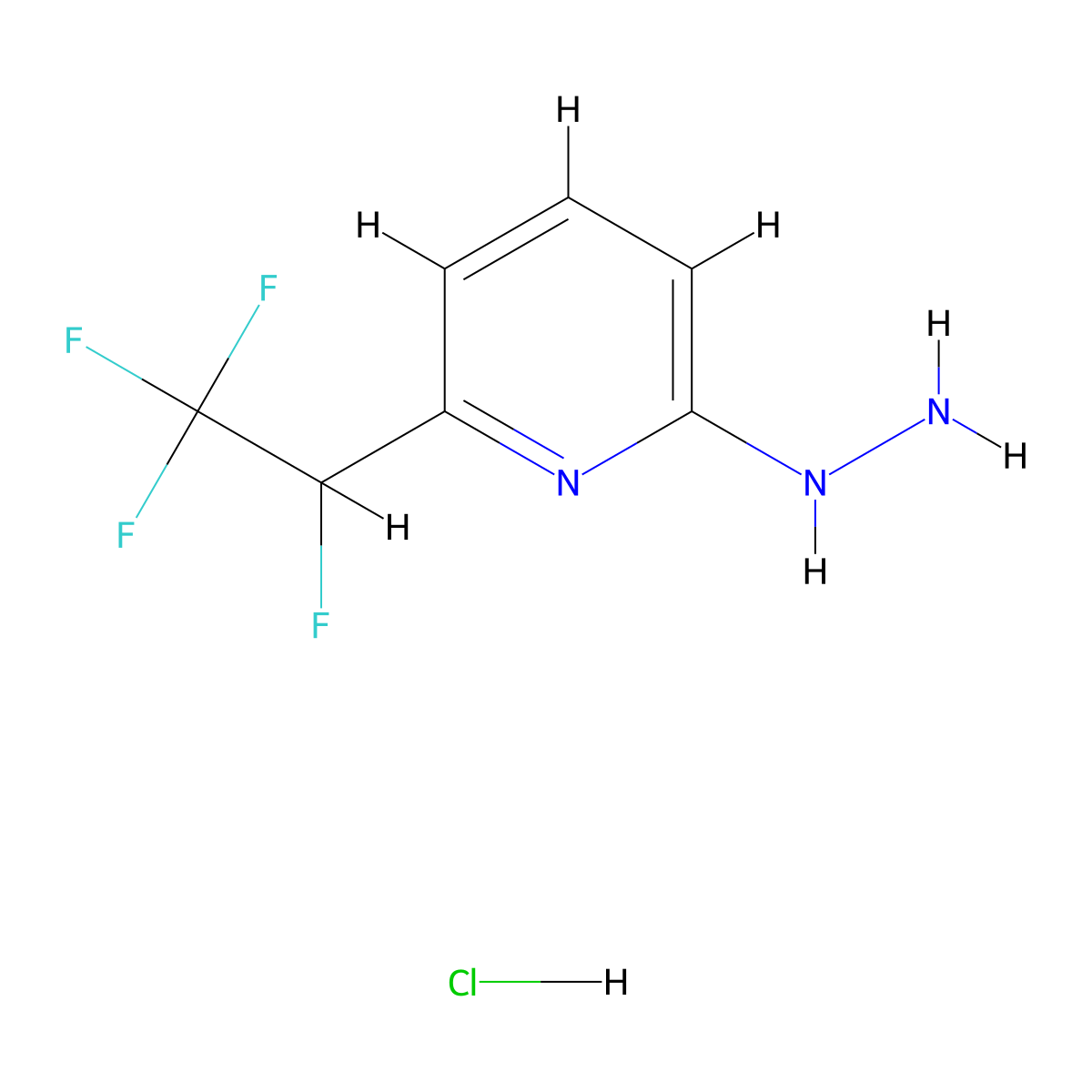 2-Hydrazinyl-6-(1,2,2,2-tetrafluoroethyl)pyridinehydrochloride molecular structure, CAS 2758005-05-7
