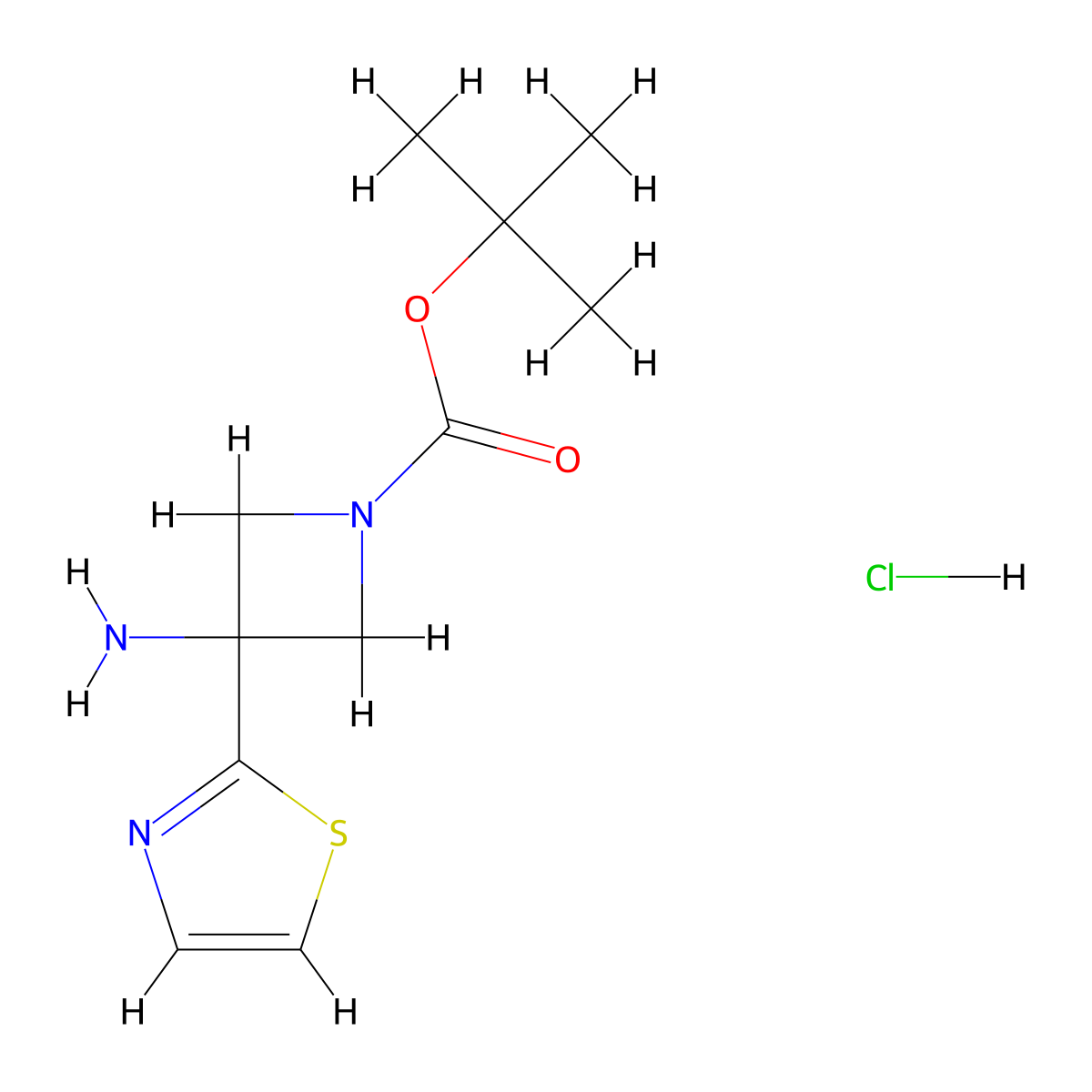 Tert-butyl 3-amino-3-(1,3-thiazol-2-yl)azetidine-1-carboxylate hydrochloride molecular structure, CAS 2758005-14-8