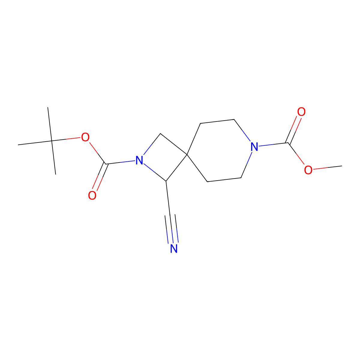 2-Tert-butyl 7-methyl 1-cyano-2,7-diazaspiro[3.5]nonane-2,7-dicarboxylate molecular structure, CAS 2758005-22-8