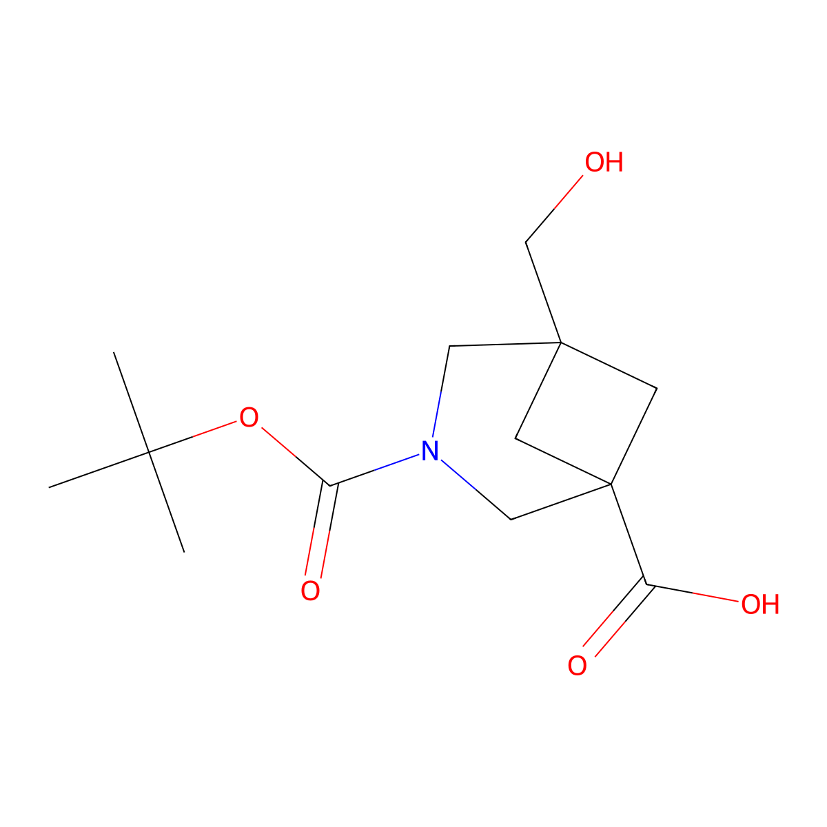 3-[(Tert-butoxy)carbonyl]-5-(hydroxymethyl)-3-azabicyclo[3.1.1]heptane-1-carboxylic acid molecular structure, CAS 2758005-25-1