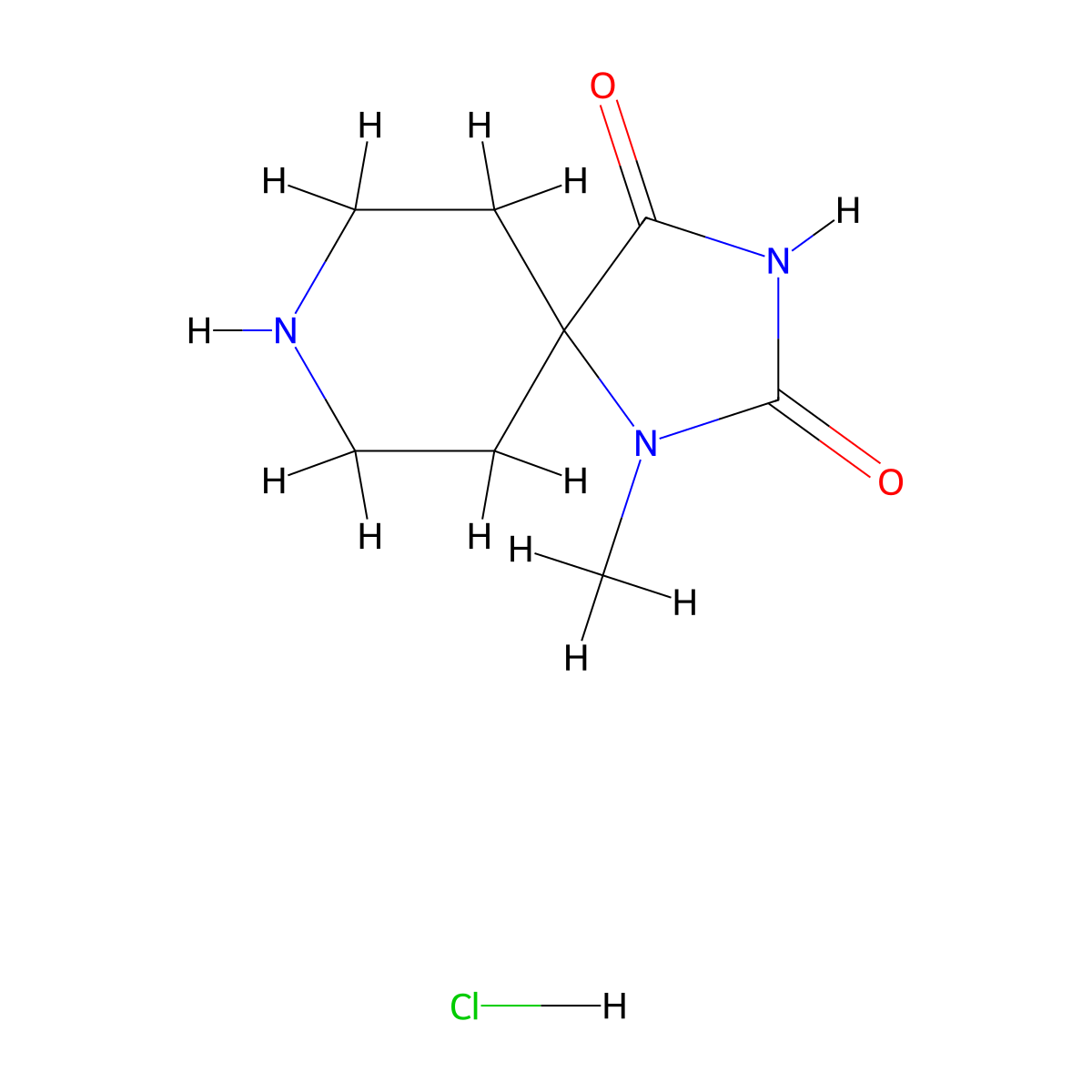 1-Methyl-1,3,8-triazaspiro[4.5]decane-2,4-dione hydrochloride molecular structure, CAS 2758005-27-3
