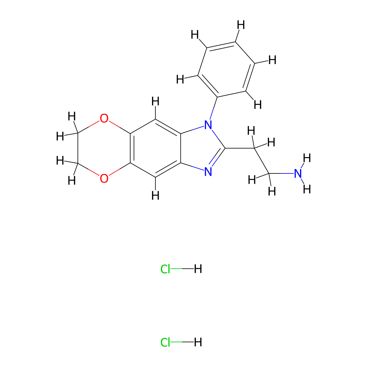 2-{6-Phenyl-10,13-dioxa-4,6-diazatricyclo[7.4.0.0,3,7]trideca-1(9),2,4,7-tetraen-5-yl}ethan-1-aminedihydrochloride molecular structure, CAS 2758005-29-5