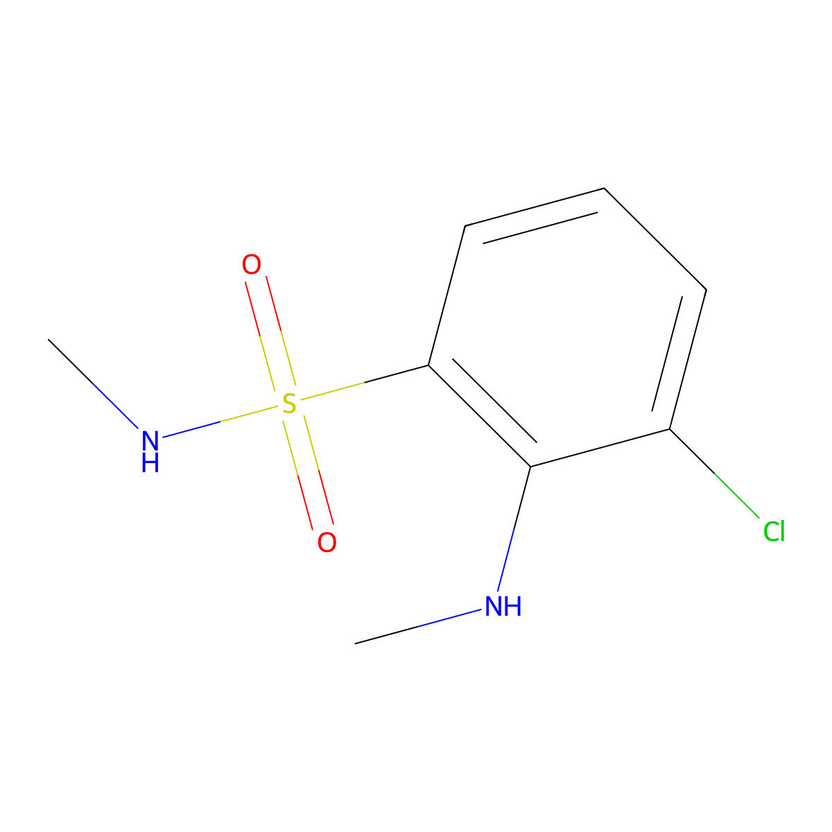 3-chloro-N-methyl-2-(methylamino)benzene-1-sulfonamide molecular structure, CAS 2758005-32-0