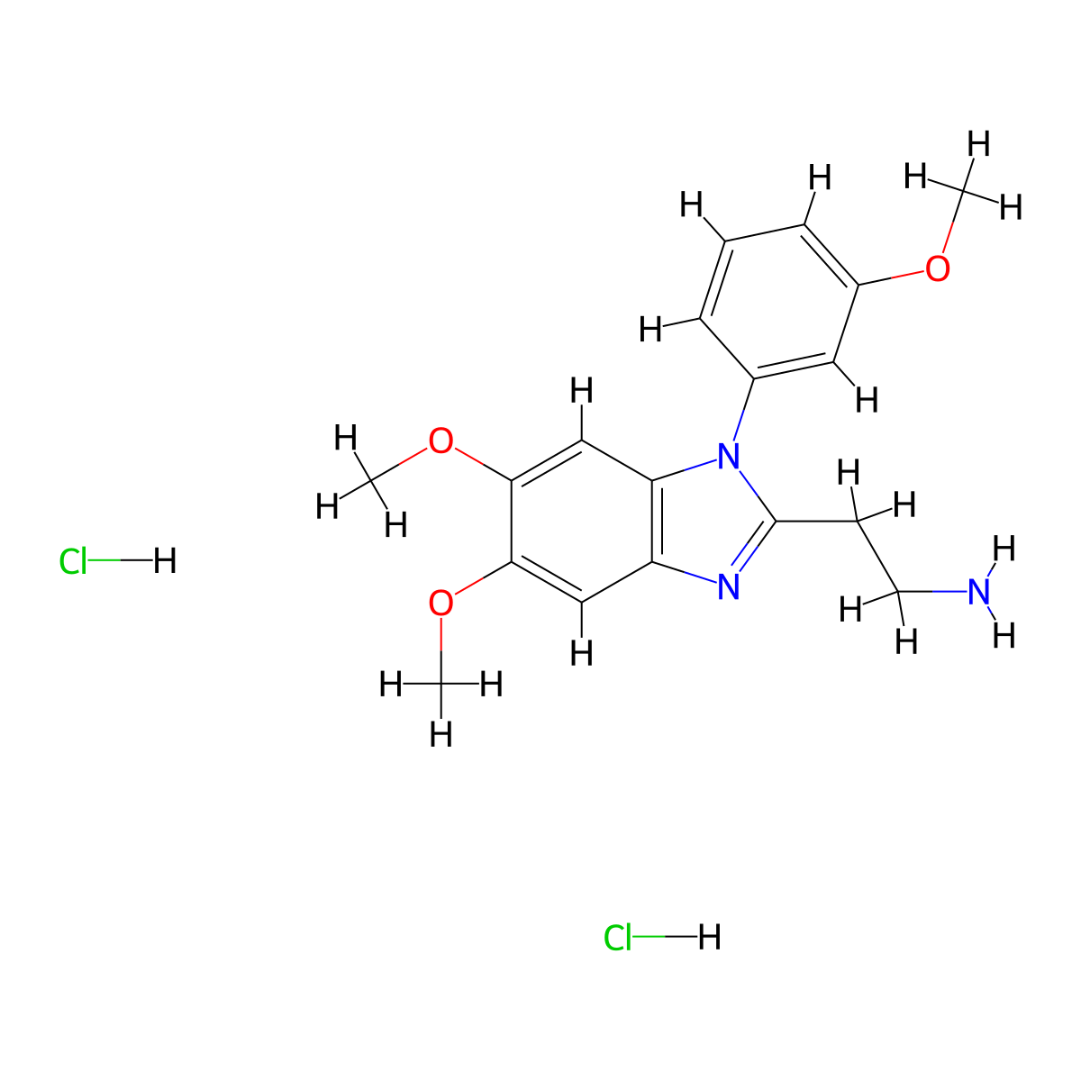 2-[5,6-dimethoxy-1-(3-methoxyphenyl)-1H-1,3-benzodiazol-2-yl]ethan-1-amine dihydrochloride molecular structure, CAS 2758005-37-5