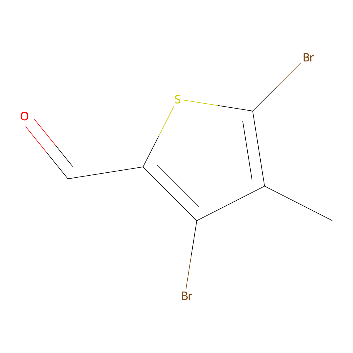 3,5-Dibromo-4-methylthiophene-2-carbaldehyde molecular structure, CAS 2758005-38-6