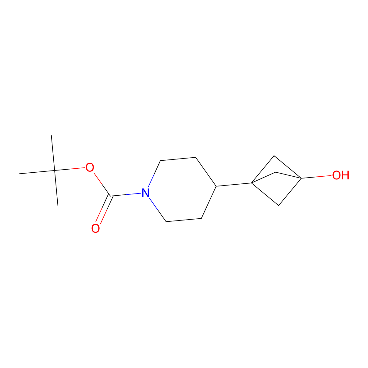 Tert-butyl 4-{3-hydroxybicyclo[1.1.1]pentan-1-yl}piperidine-1-carboxylate molecular structure, CAS 2758005-47-7