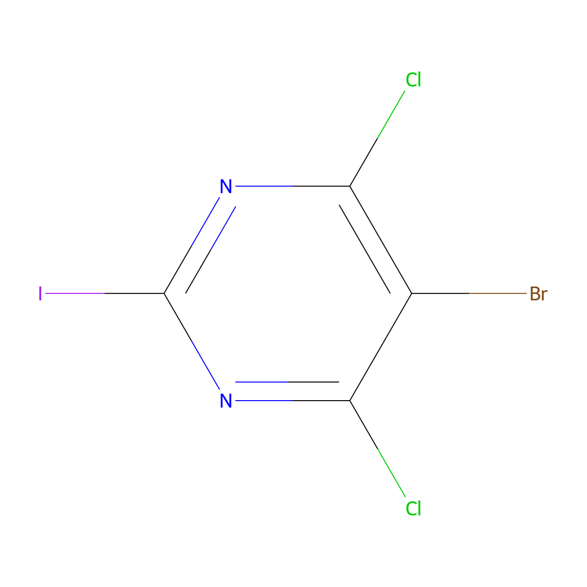 5-Bromo-4,6-dichloro-2-iodopyrimidine molecular structure, CAS 2758005-50-2