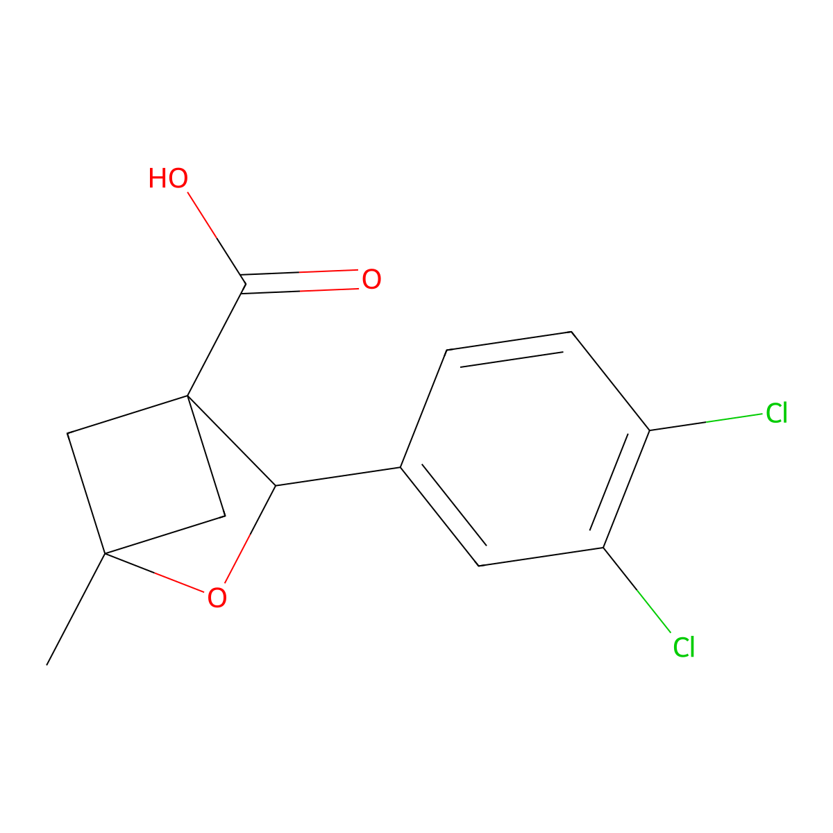 3-(3,4-Dichlorophenyl)-1-methyl-2-oxabicyclo[2.1.1]hexane-4-carboxylic acid molecular structure, CAS 2758005-52-4