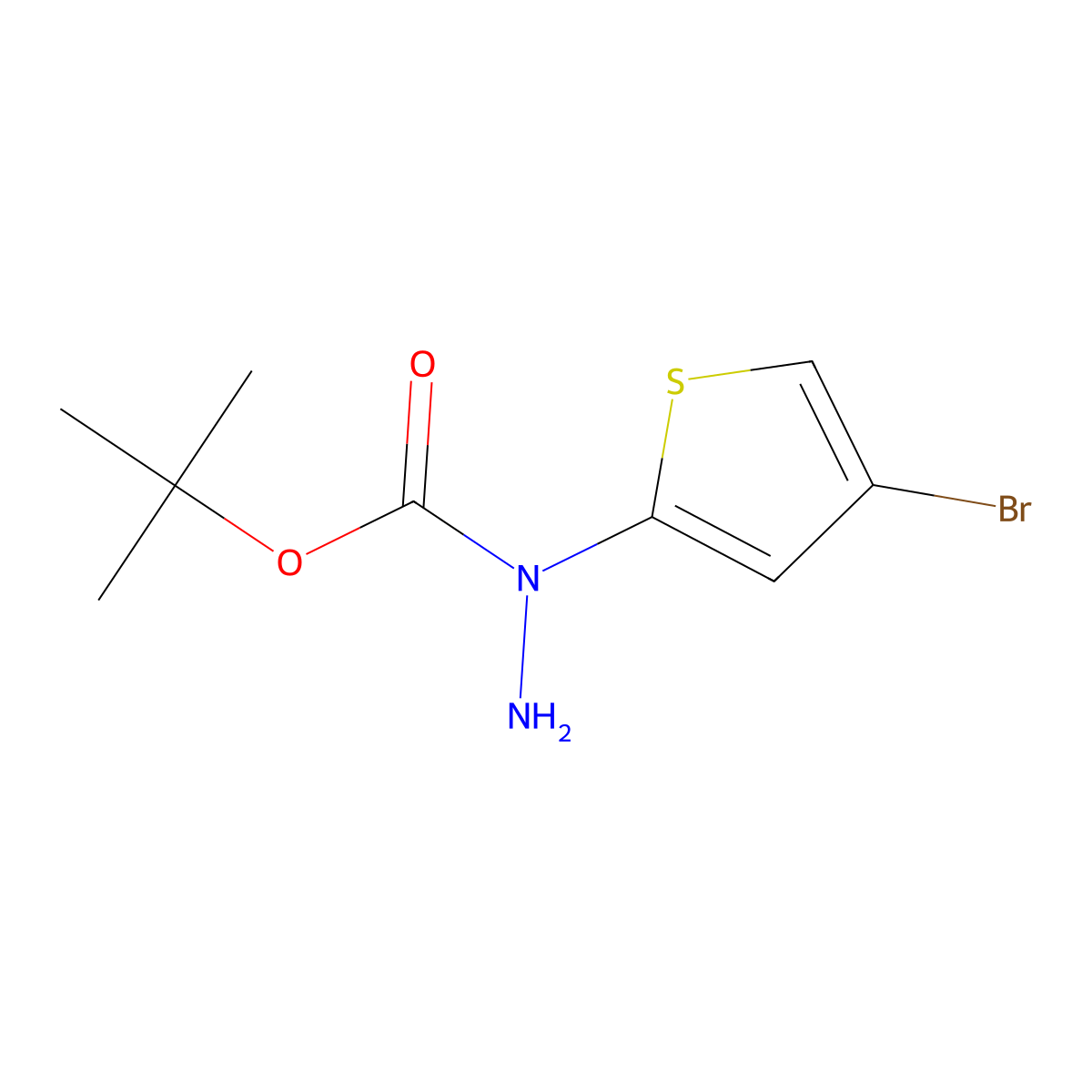 N-(4-bromothiophen-2-yl)(tert-butoxy)carbohydrazide molecular structure, CAS 2758005-54-6
