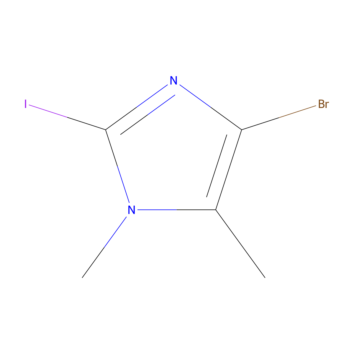 4-bromo-2-iodo-1,5-dimethyl-1H-imidazole molecular structure, CAS 2758006-13-0