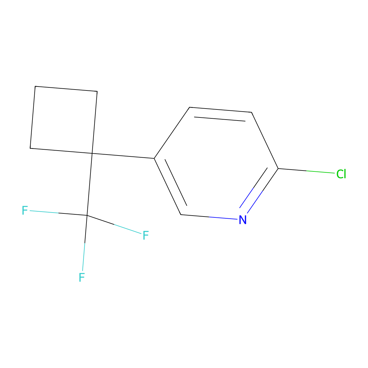 2-Chloro-5-[1-(trifluoromethyl)cyclobutyl]pyridine molecular structure, CAS 2758006-14-1