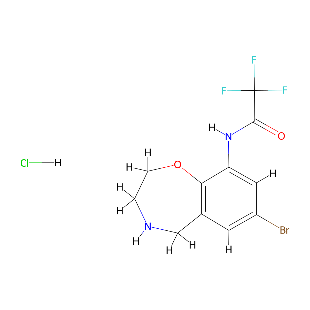 N-(7-bromo-2,3,4,5-tetrahydro-1,4-benzoxazepin-9-yl)-2,2,2-trifluoroacetamide hydrochloride molecular structure, CAS 2758006-19-6