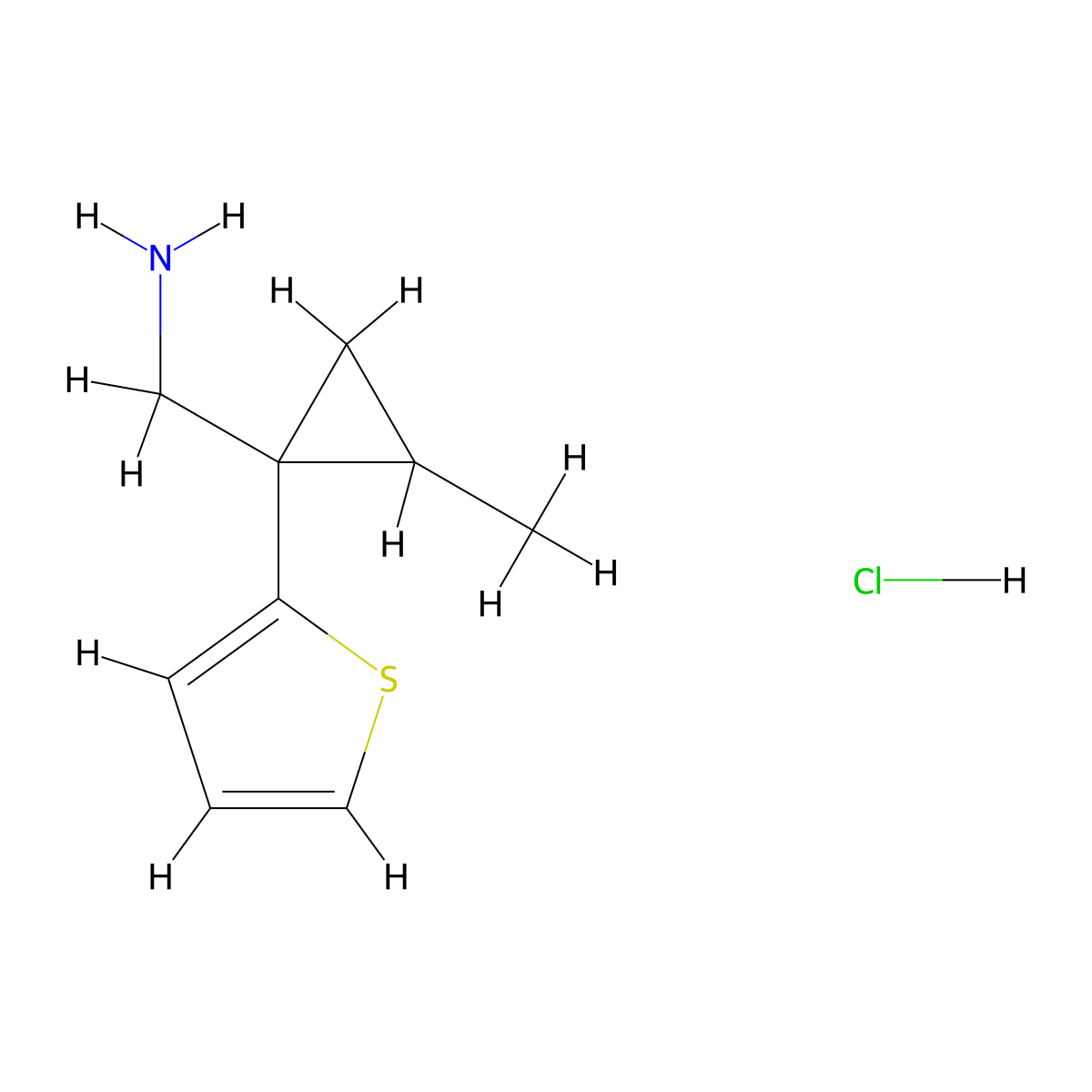 1-[2-methyl-1-(thiophen-2-yl)cyclopropyl]methanamine hydrochloride, Mixture of diastereomers molecular structure, CAS 2758006-28-7