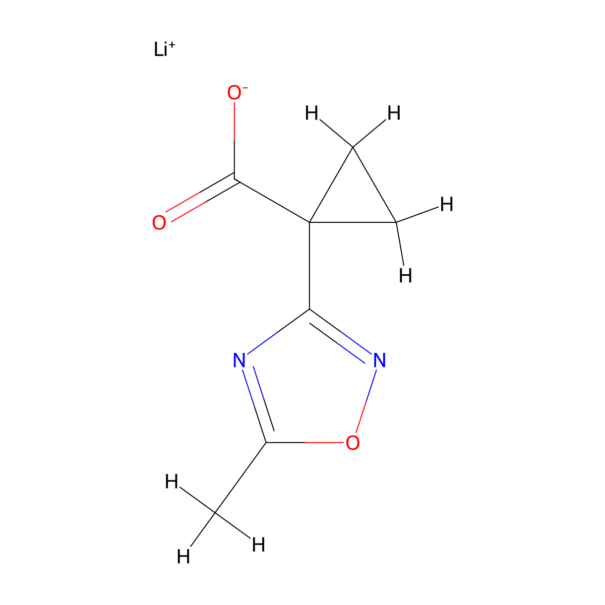 Lithium(1+) 1-(5-methyl-1,2,4-oxadiazol-3-yl)cyclopropane-1-carboxylate molecular structure, CAS 2758006-29-8