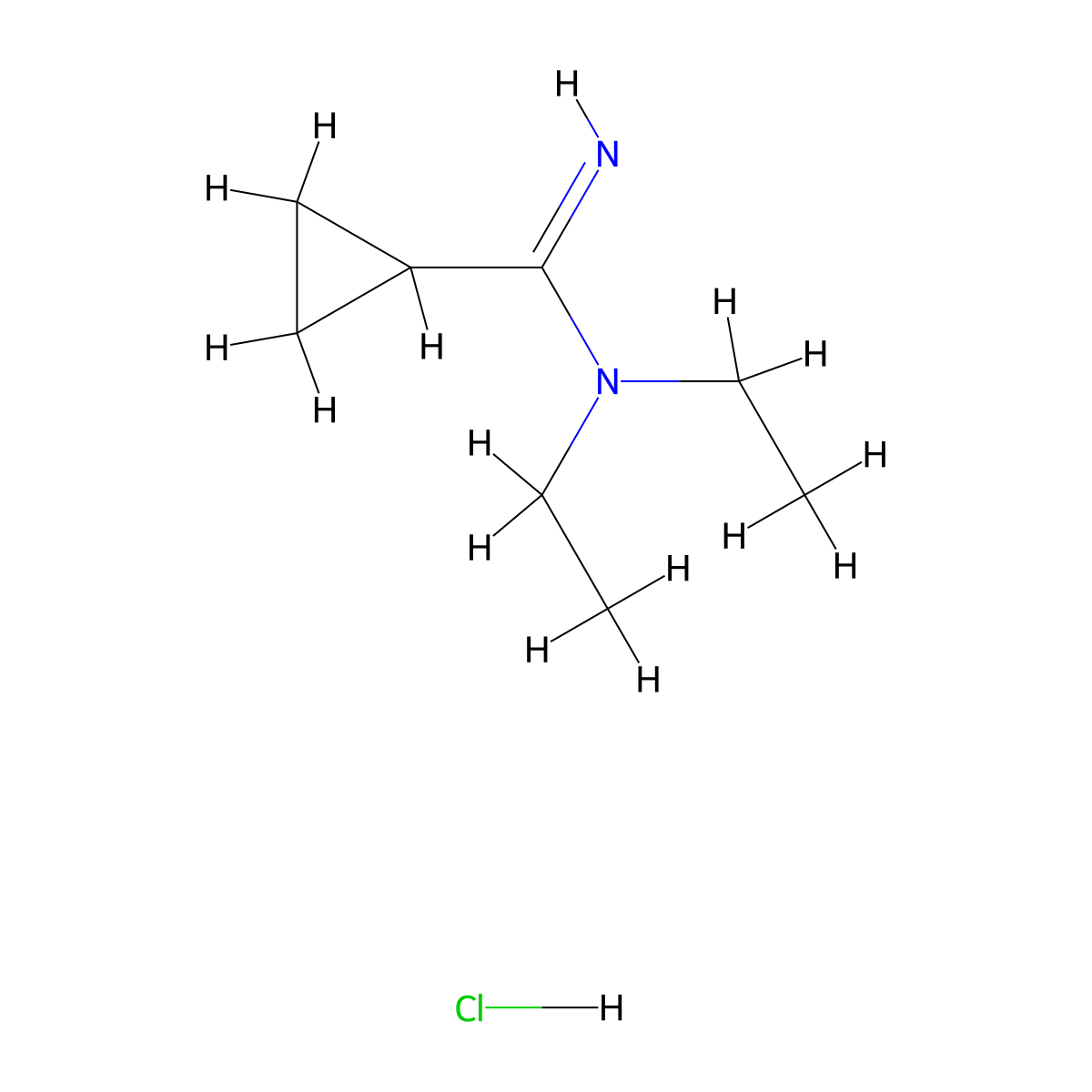 N,N-diethylcyclopropanecarboximidamide hydrochloride molecular structure, CAS 2758006-31-2
