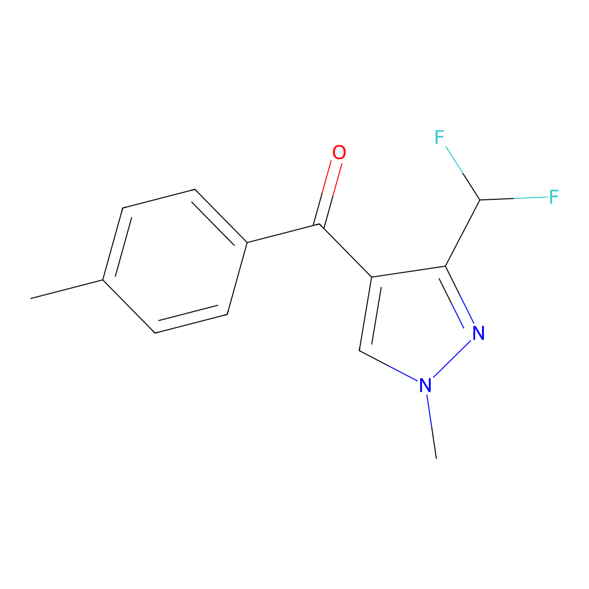 3-(difluoromethyl)-1-methyl-4-(4-methylbenzoyl)-1H-pyrazole molecular structure, CAS 2758006-36-7