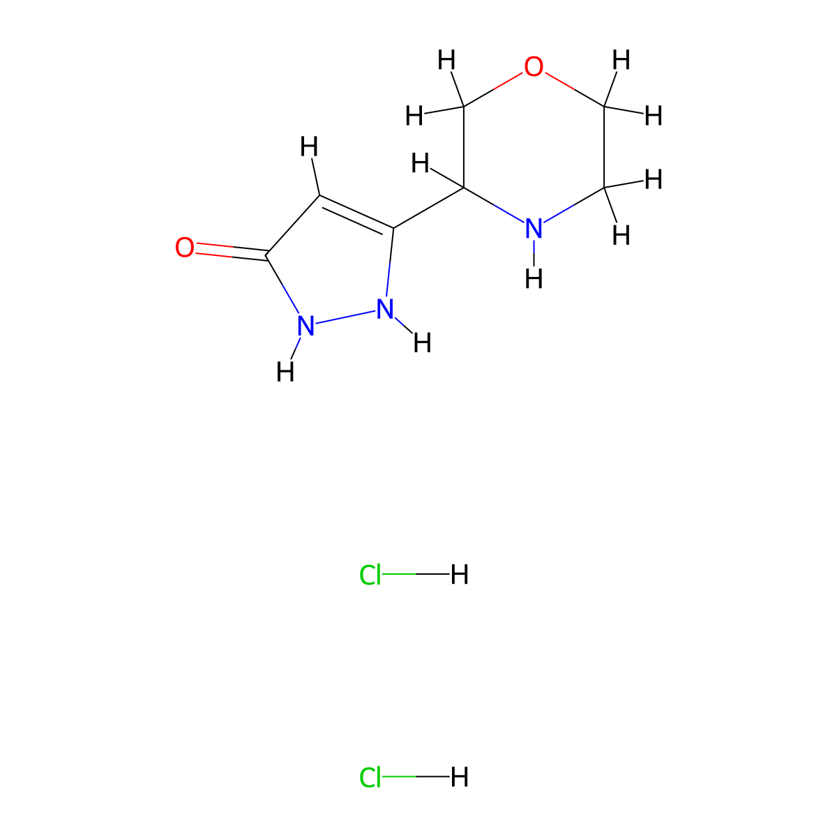 5-(morpholin-3-yl)-2,3-dihydro-1H-pyrazol-3-one dihydrochloride molecular structure, CAS 2758006-38-9
