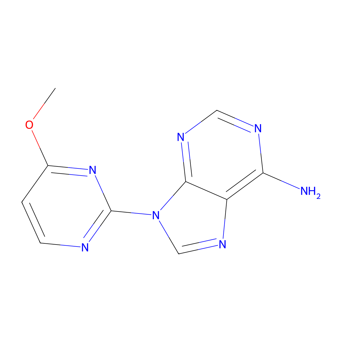 9-(4-methoxypyrimidin-2-yl)-9H-purin-6-amine molecular structure, CAS 2758006-39-0