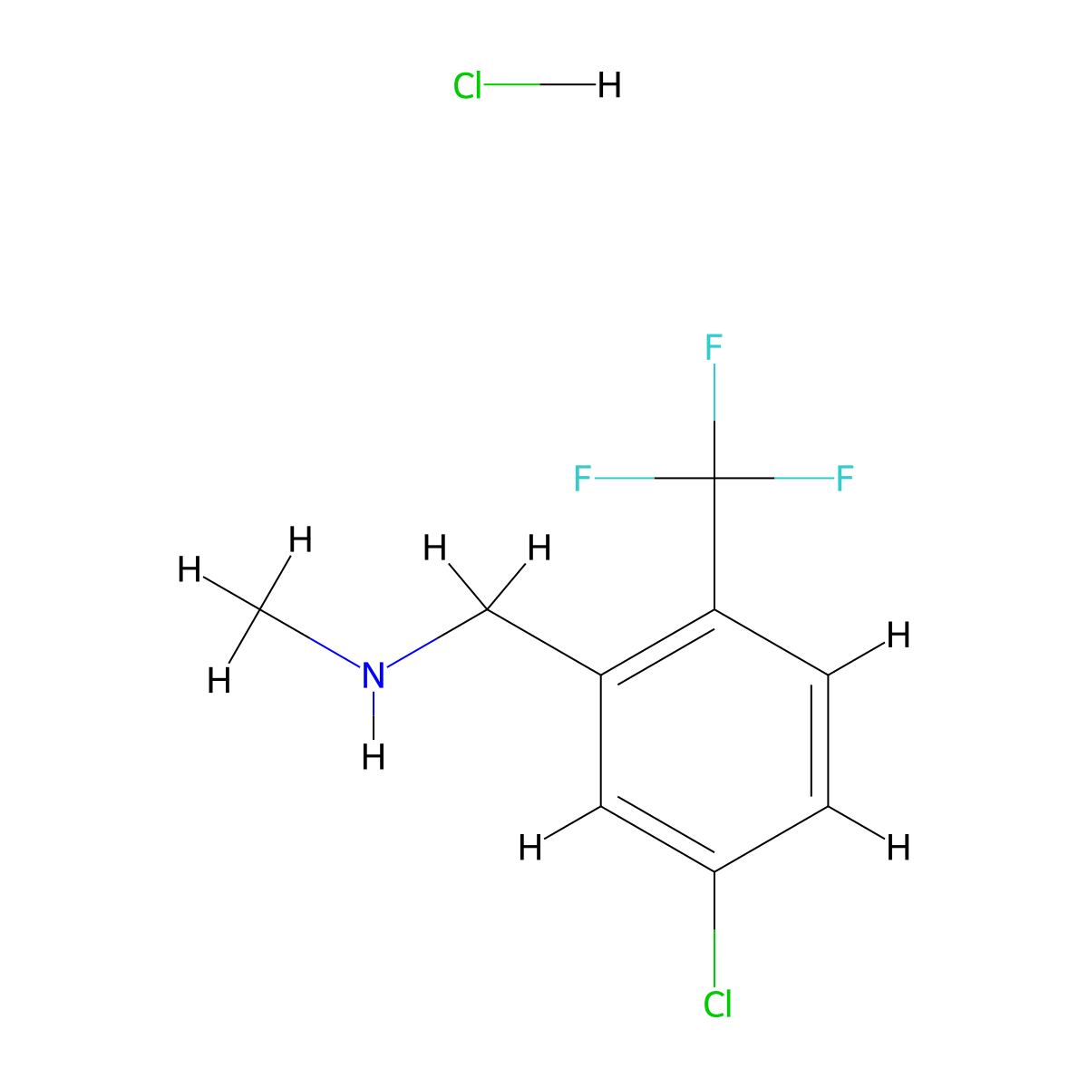 {[5-Chloro-2-(trifluoromethyl)phenyl]methyl}(methyl)amine hydrochloride molecular structure, CAS 2758006-40-3
