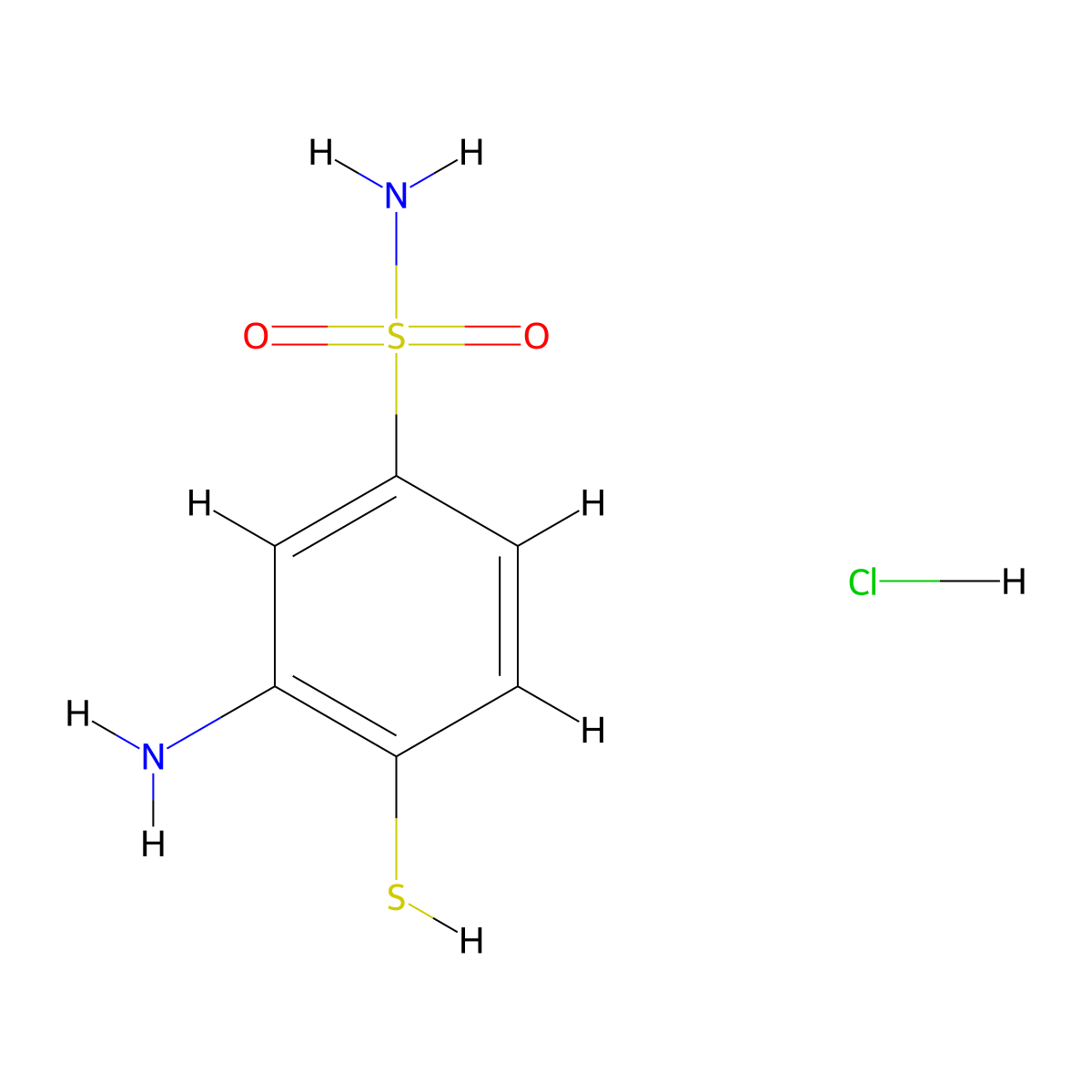 3-Amino-4-sulfanylbenzene-1-sulfonamide hydrochloride molecular structure, CAS 2758006-48-1