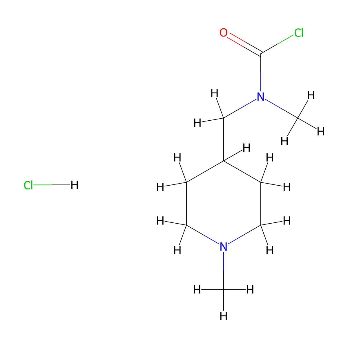 N-methyl-N-[(1-methylpiperidin-4-yl)methyl]carbamoyl chloride hydrochloride molecular structure, CAS 2758006-52-7