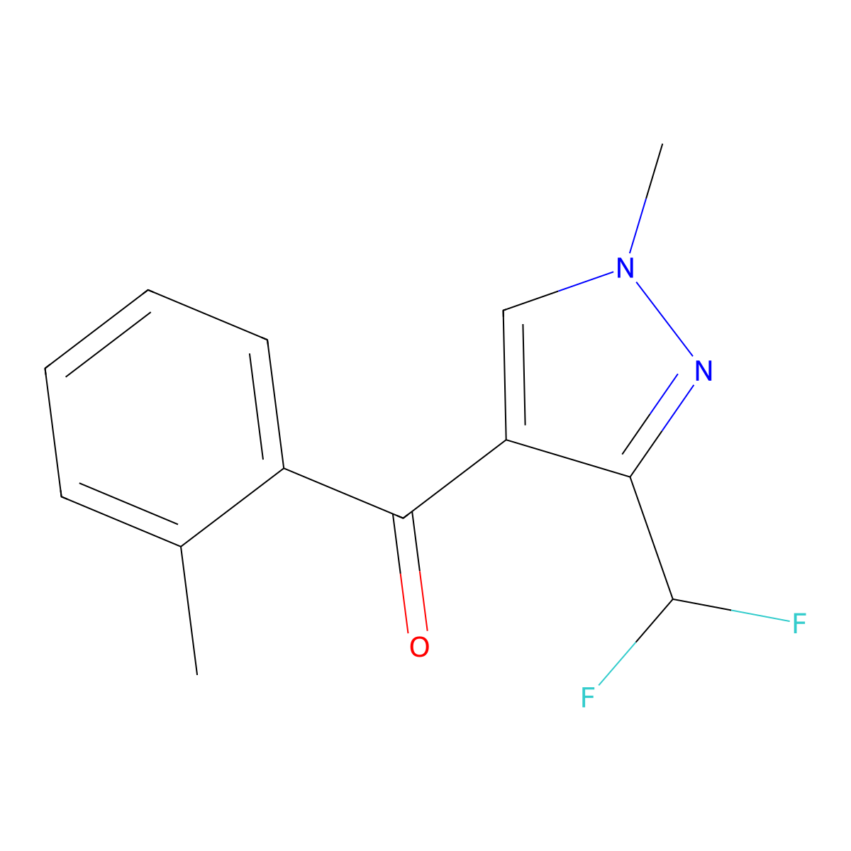 3-(difluoromethyl)-1-methyl-4-(2-methylbenzoyl)-1H-pyrazole molecular structure, CAS 2758006-55-0