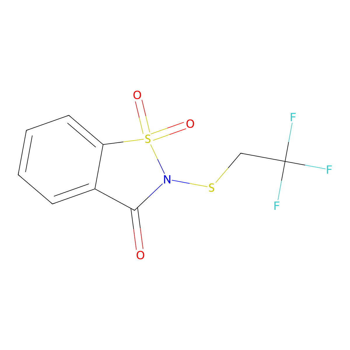 2-((2,2,2-Trifluoroethyl)thio)benzo[d]isothiazol-3(2H)-one 1,1-dioxide molecular structure, CAS 2758017-86-4