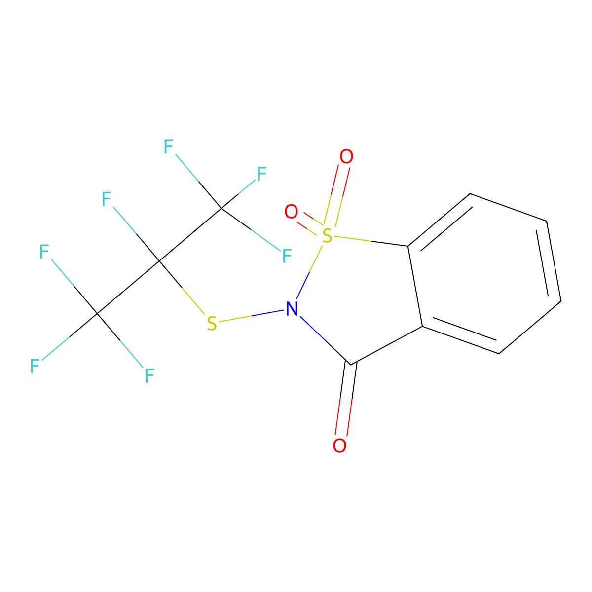 2-((Perfluoropropan-2-yI)thio)benZo[d]isothiaZol-3(2H)-one 1,1-dioxide molecular structure, CAS 2758017-88-6