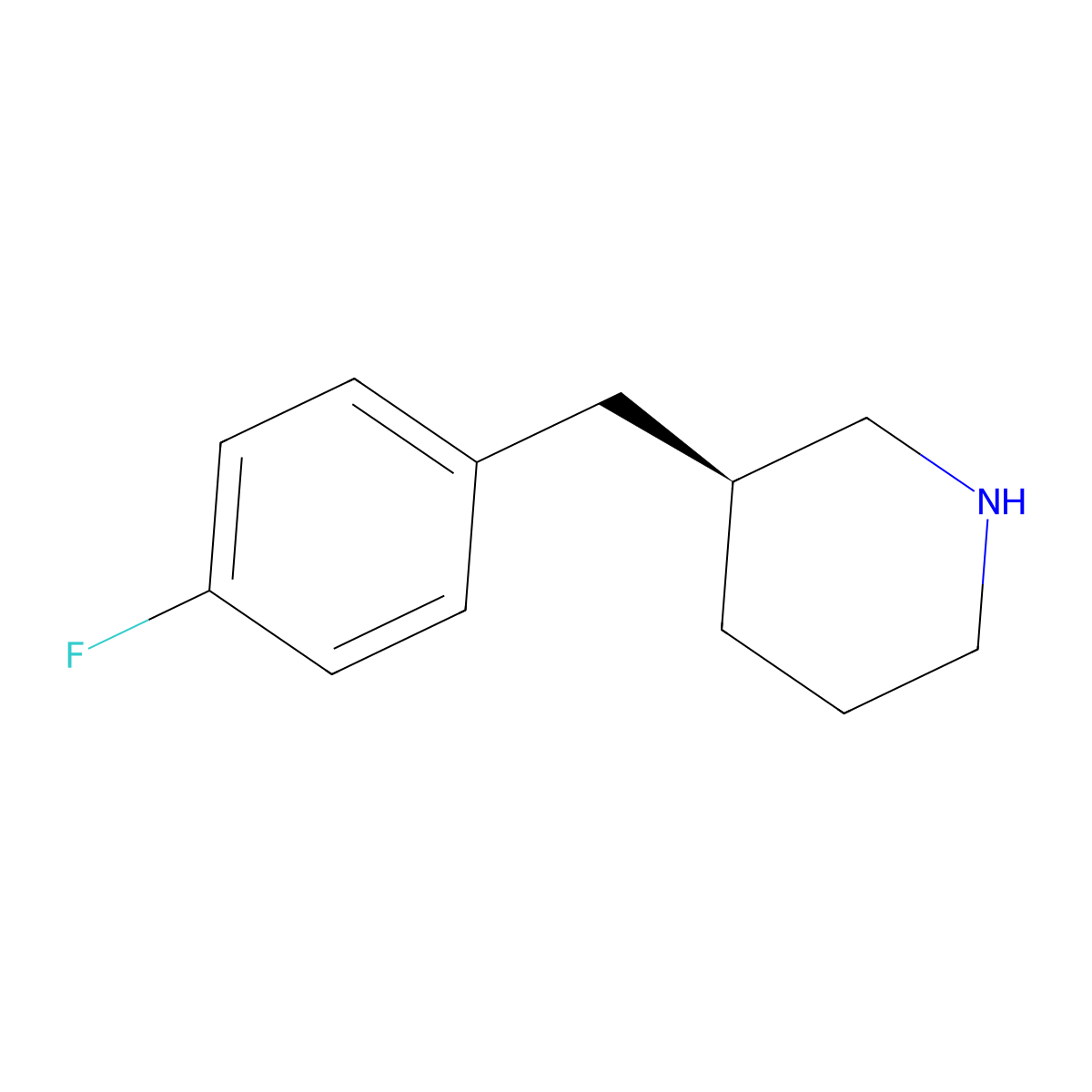 (S)-3-(4-Fluorobenzyl)piperidine molecular structure, CAS 275815-80-0