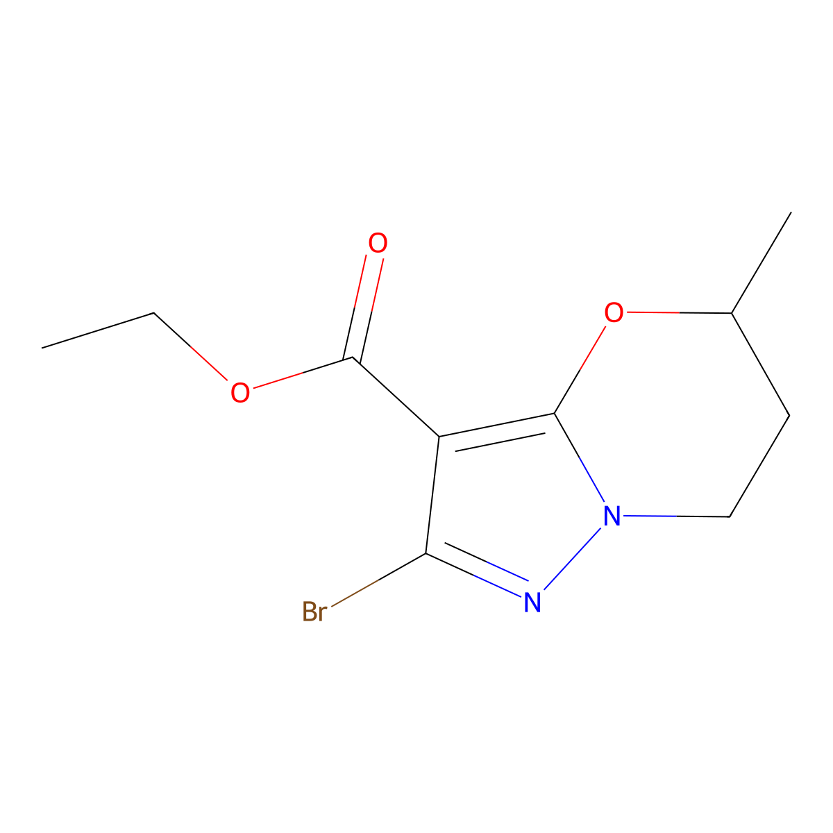 ethyl (R)-2-bromo-5-methyl-6,7-dihydro-5H-pyrazolo[5,1-b][1,3]oxazine-3-carboxylate molecular structure, CAS 2758166-05-9