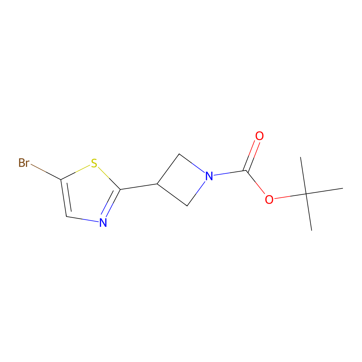 Tert-butyl 3-(5-bromo-1,3-thiazol-2-yl)azetidine-1-carboxylate molecular structure, CAS 2758190-11-1