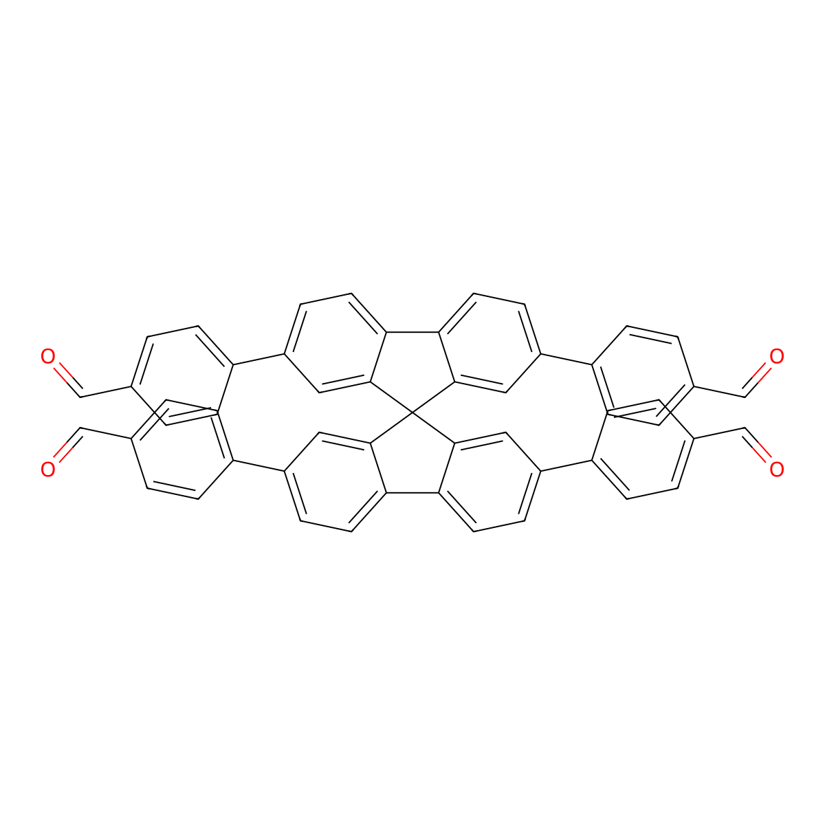 4,4',4'',4'''-(9,9'-Spirobi[fluorene]-2,2',7,7'-tetrayl)tetrabenzaldehyde molecular structure, CAS 2758191-87-4